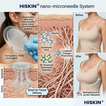 HISKIN® Bust Volume, Lift & Firming Nano Microneedle Patch Volufiline + Exosome + Copper Peptide Formula Powered by Cellular Renewal Technology