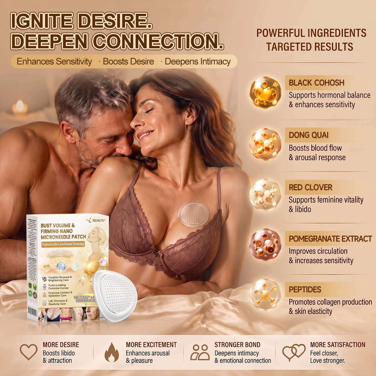 HISKIN® Bust Volume, Lift & Firming Nano Microneedle Patch Volufiline + Exosome + Copper Peptide Formula Powered by Cellular Renewal Technology