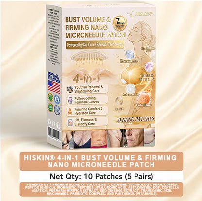HISKIN® Bust Volume, Lift & Firming Nano Microneedle Patch Volufiline + Exosome + Copper Peptide Formula Powered by Cellular Renewal Technology