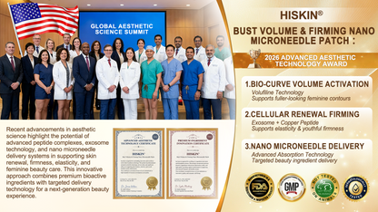 HISKIN® Bust Volume, Lift & Firming Nano Microneedle Patch Volufiline + Exosome + Copper Peptide Formula Powered by Cellular Renewal Technology